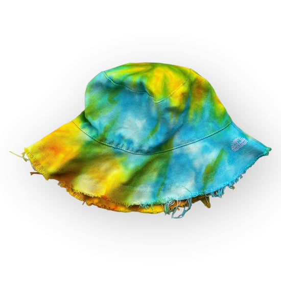 Turquoise & Yellow Tie Dye Summer Hat - Older Child / Adult Size