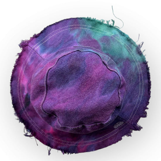 Aqua & Purples Tie Dye Summer Hat - Older Child / Adult Size