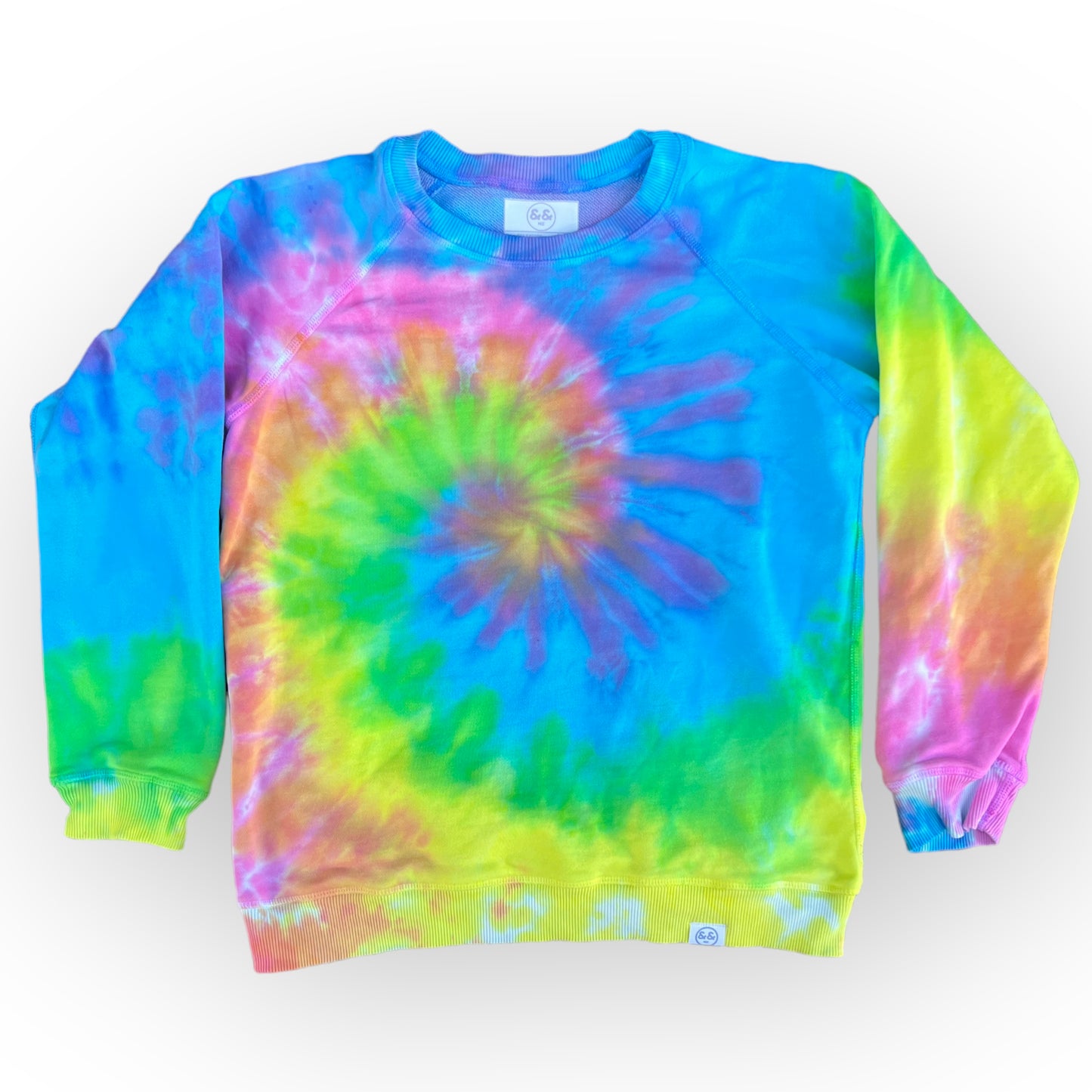Load image into Gallery viewer, Pastel Rainbow Tie Dye Sweatshirt Age 12
