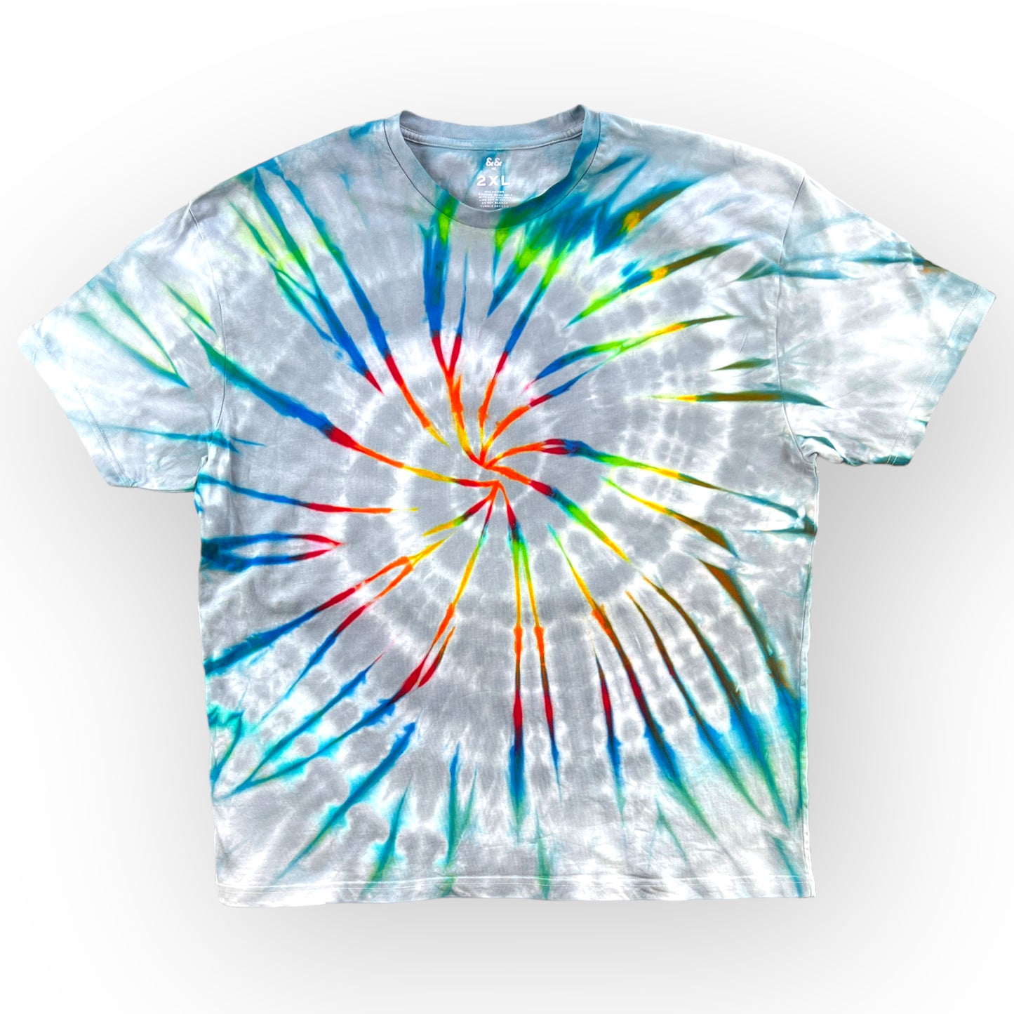Load image into Gallery viewer, Grey Rainbow Tie Dye Tee - Adults 2XL
