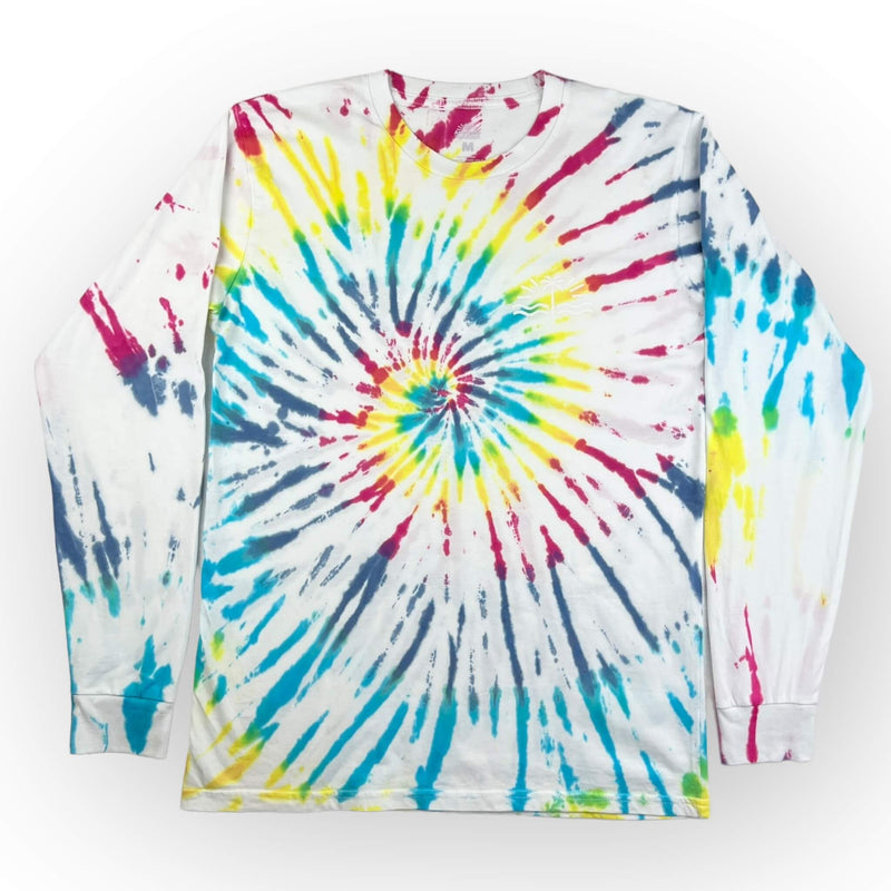 hand dyed Rainbow Tie Dye Long Sleeve Tee - Adults Medium by And And Tie Dye
