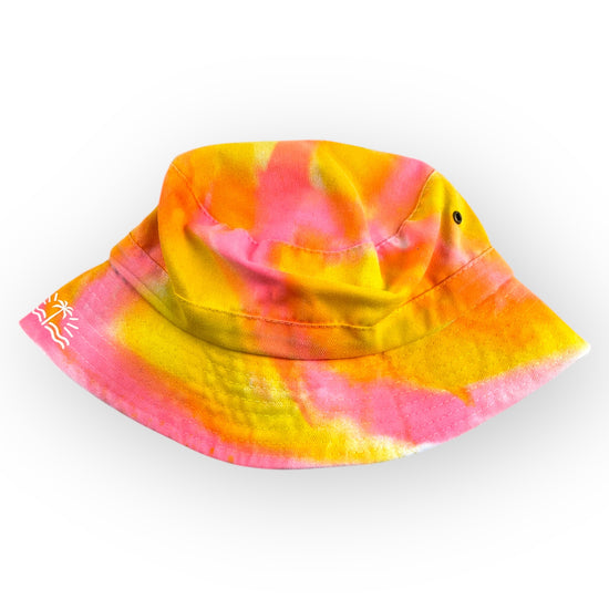 Pink & Yellow Tie Dye Bucket Hat - Toddler / Child Adjustable