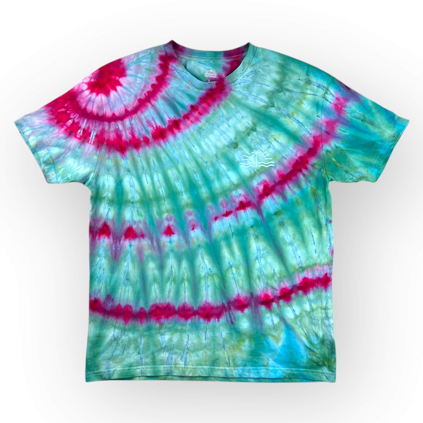 Aqua Pink Tie Dye Tee - Adults Large