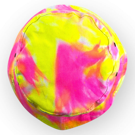 Neon Pink & Yellow Tie Dye Bucket Hat - Toddler / Child Adjustable