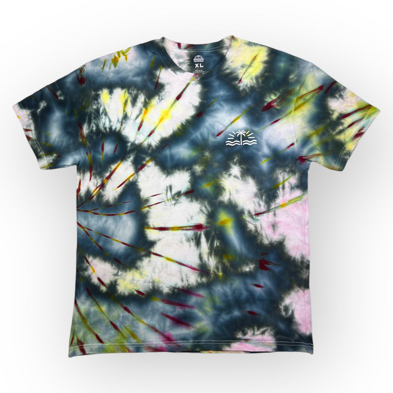 hand dyed Rainbow Black Tie Dye Tee - Adult XL by And And Tie Dye