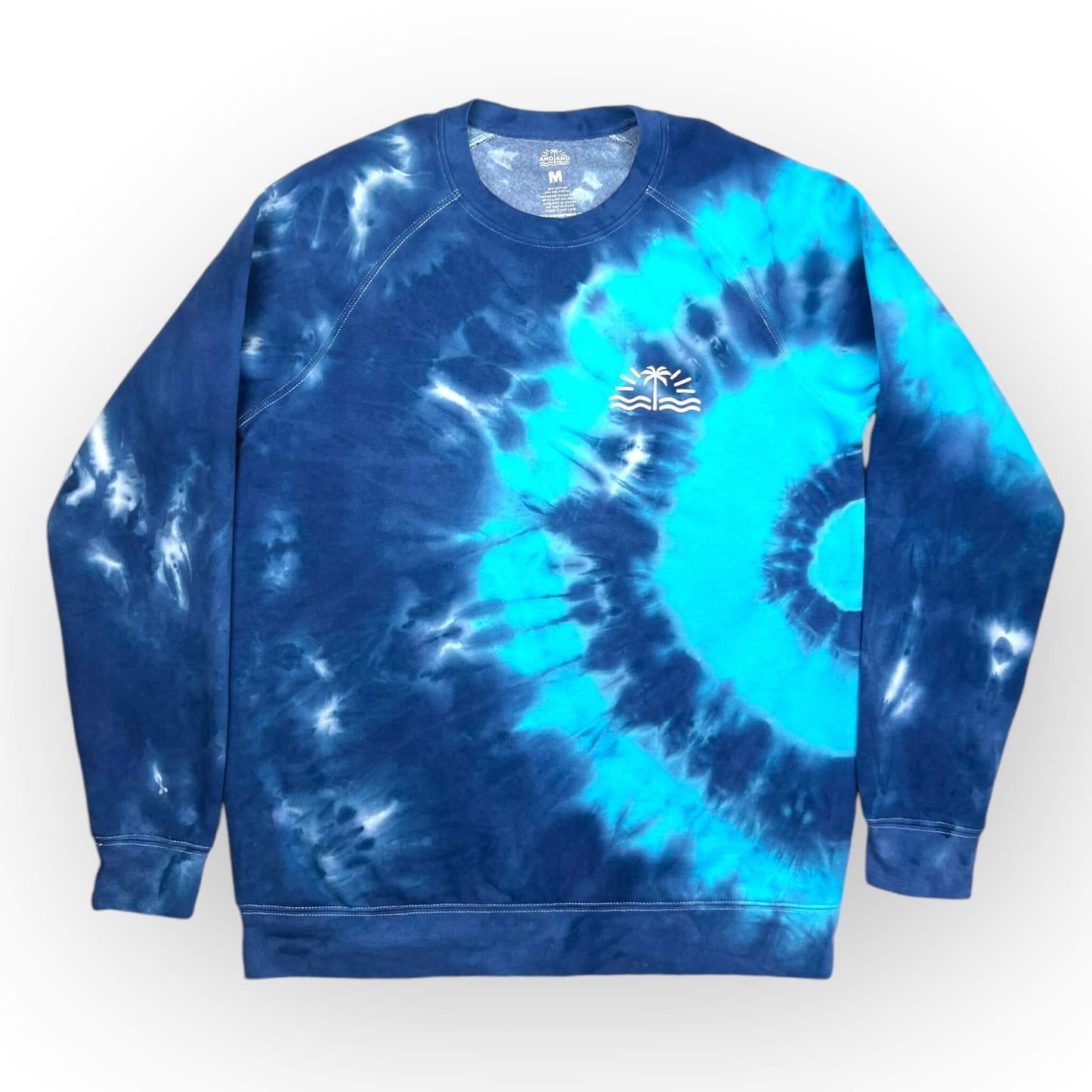 Blue & Turquoise Tie Dye Sweatshirt - Adults Medium