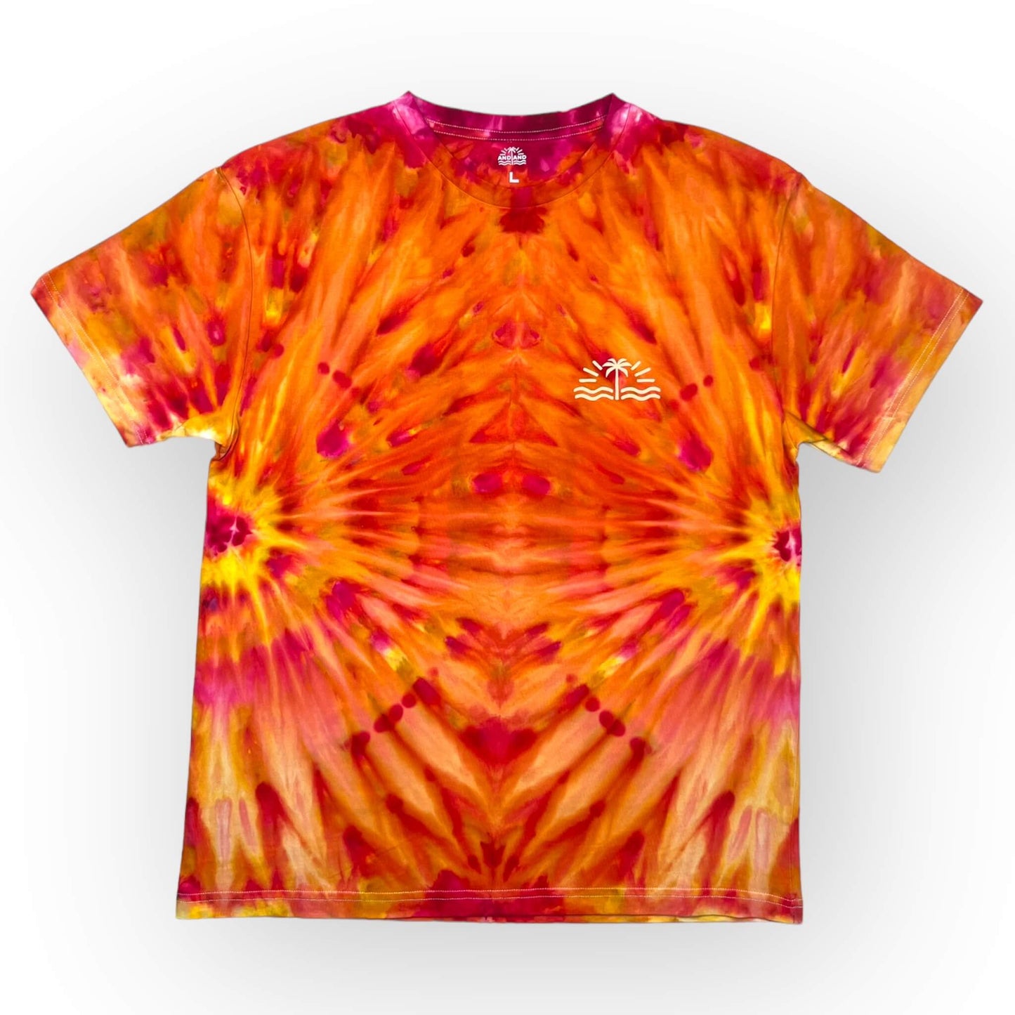 Orange & Pink Tie Dye Tee - Adults Large