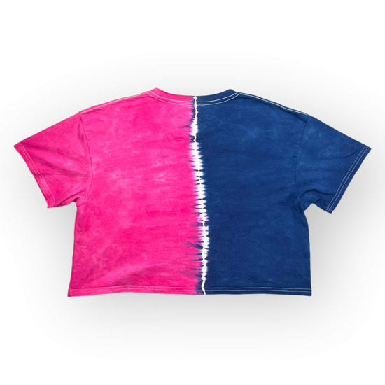 Blue & Pink Tie Dye Crop Tee - Adults Large