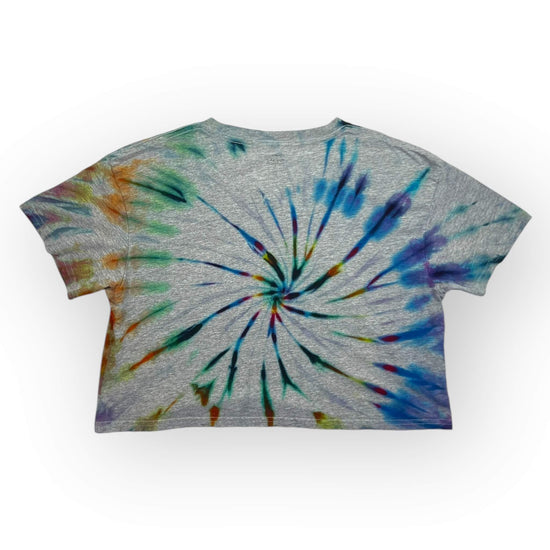 Rainbow Grey Tie Dye Crop Tee - Adults Small