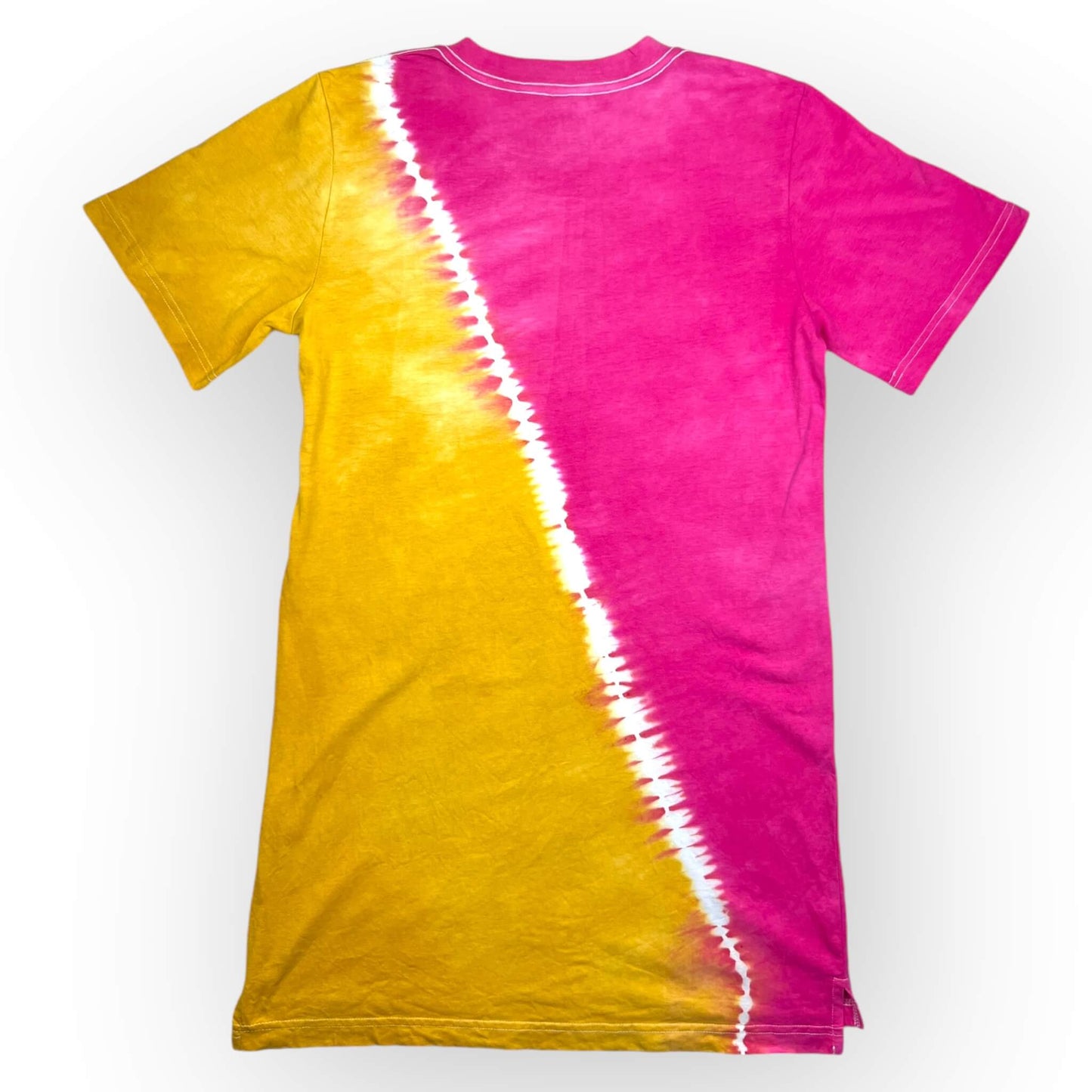 Pink & Yellow Women's Tie Dye Tee Dress Small