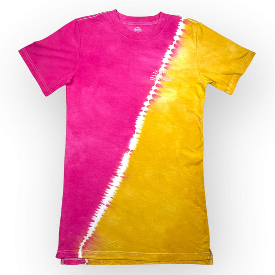 Pink & Yellow Women's Tie Dye Tee Dress Small