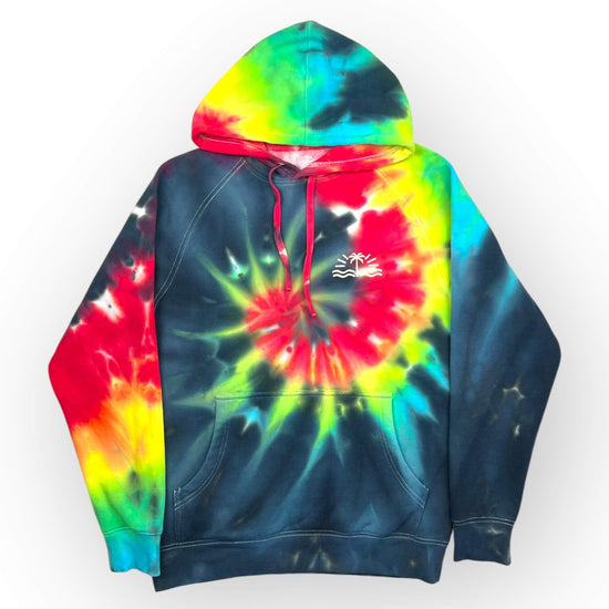 Rainbow Black Tie Dye Hoodie - Adult Small