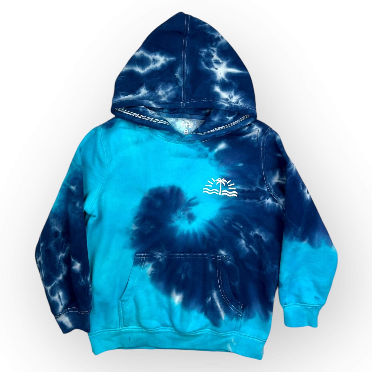 Navy Blue & Turquoise Tie Dye Hoodie Age 8