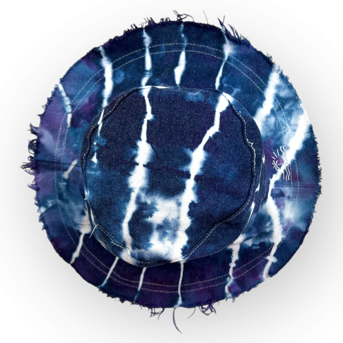 Navy Blue Tie Dye Floppy Hat - Older Child / Adult Size