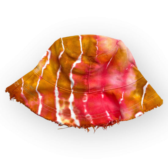 Orange & Pink Tie Dye Floppy Hat - Older Child / Adult Size