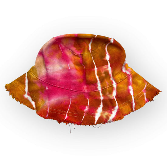 Orange & Pink Tie Dye Floppy Hat - Older Child / Adult Size