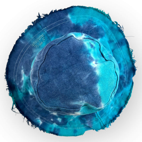 Aqua Blue Tie Dye Floppy Hat - Older Child / Adult Size