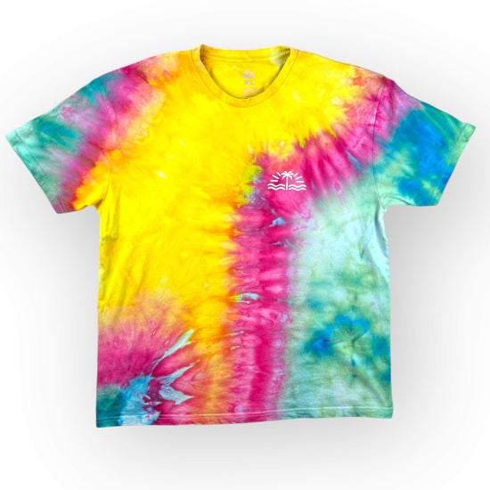 Pinks Yellow Aqua Tie Dye Tee - Adult XL