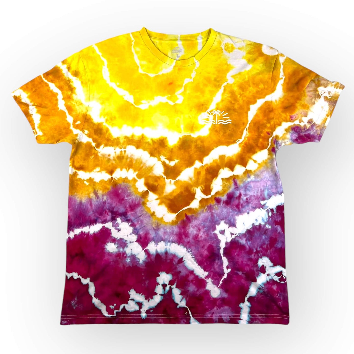 Yellow, Orange, Pink Tie Dye Tee - Adults Large