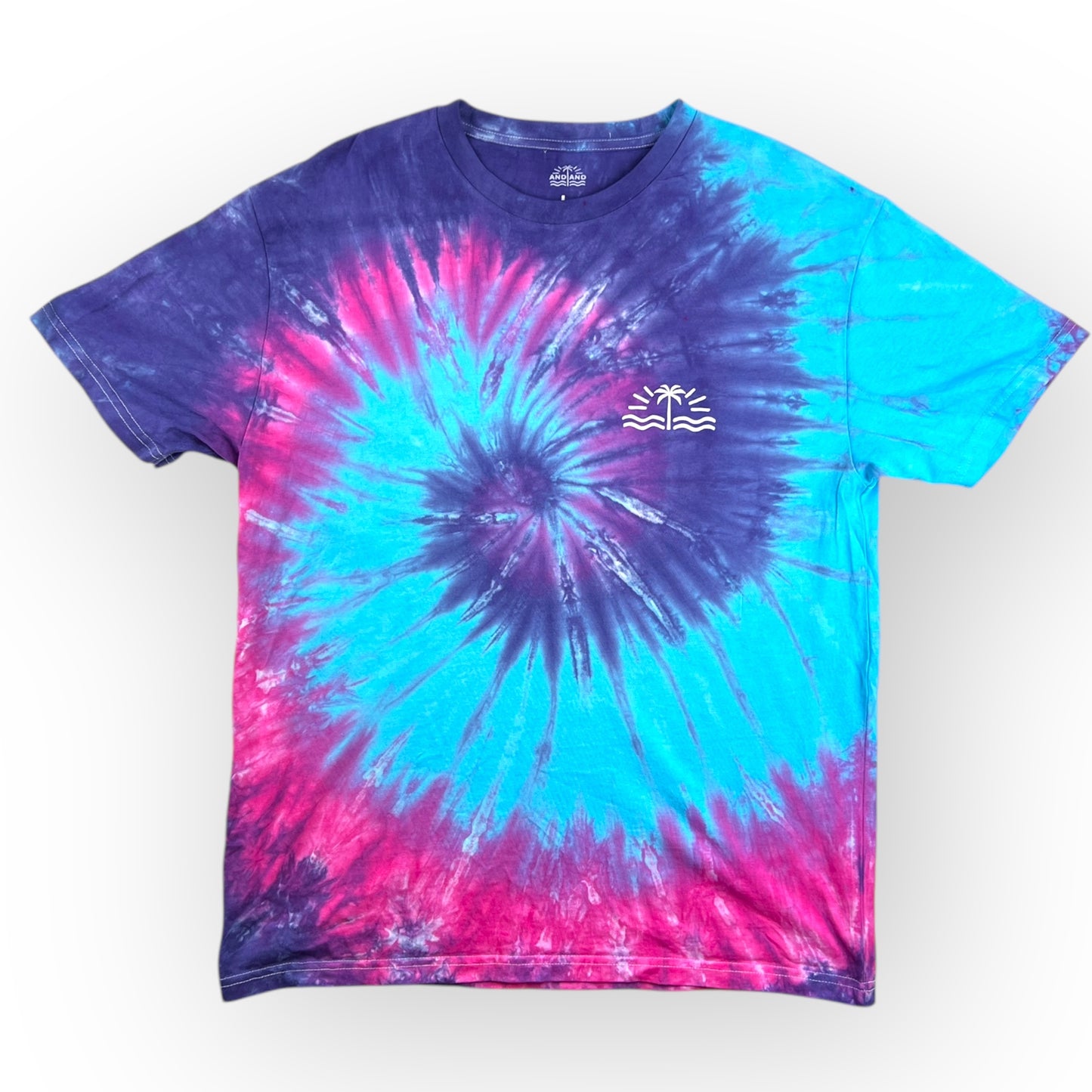 Blue & Pink Tie Dye Tee - Adults Large