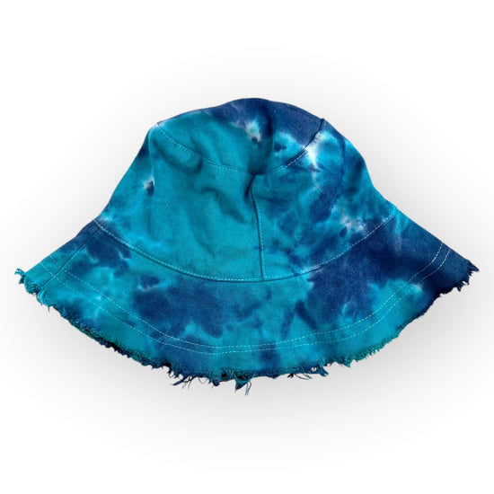 Aqua Blue Tie Dye Floppy Hat - Older Child / Adult Size