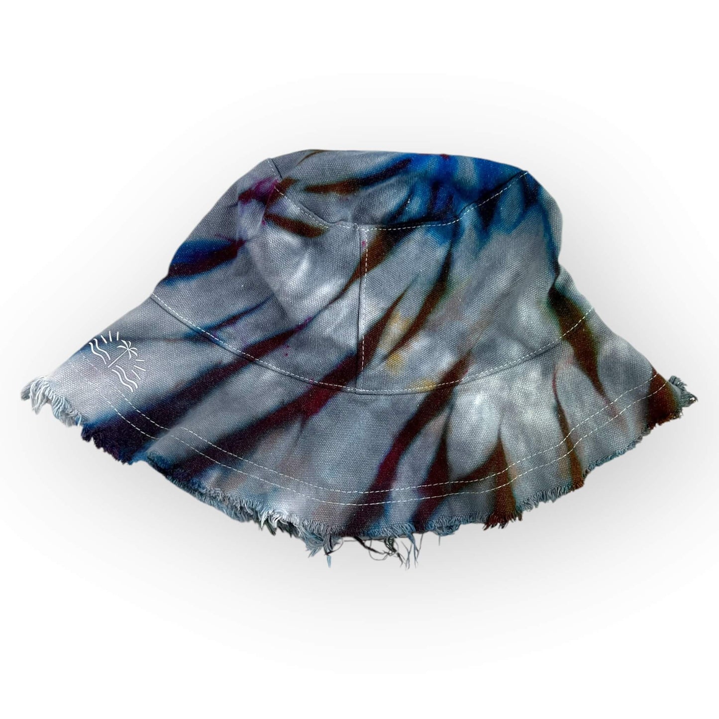 Grey Rainbow Tie Dye Floppy Hat - Older Child / Adult Size