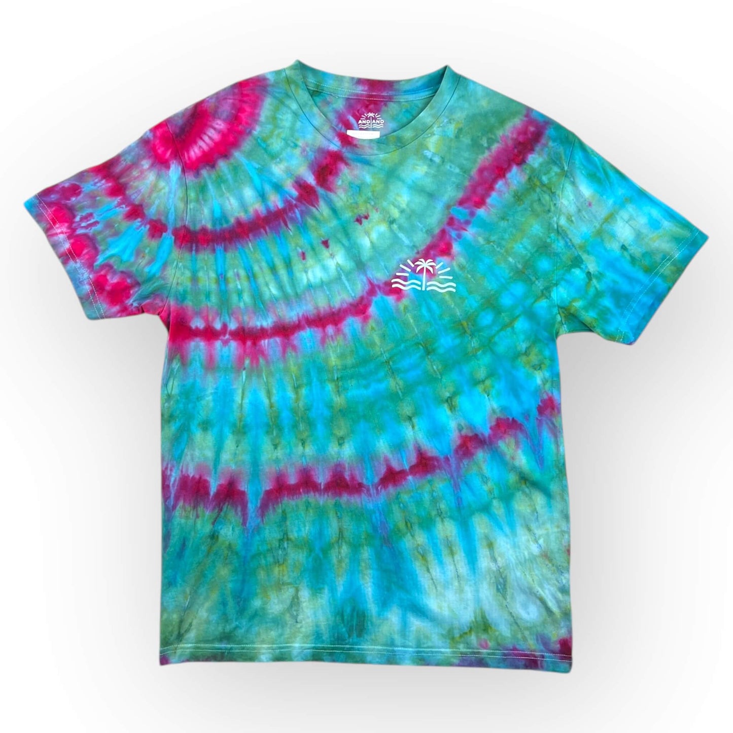 Aqua Pink Tie Dye Tee - Adults Medium