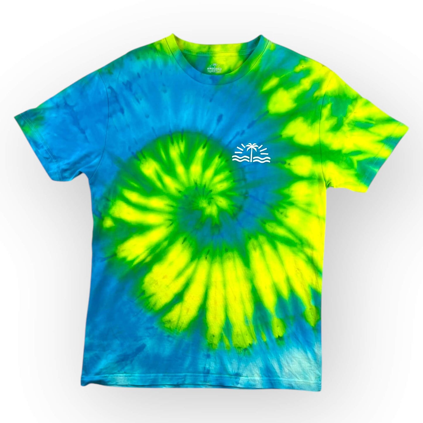 Turquoise & Yellow Tie Dye Tee - Adults Medium