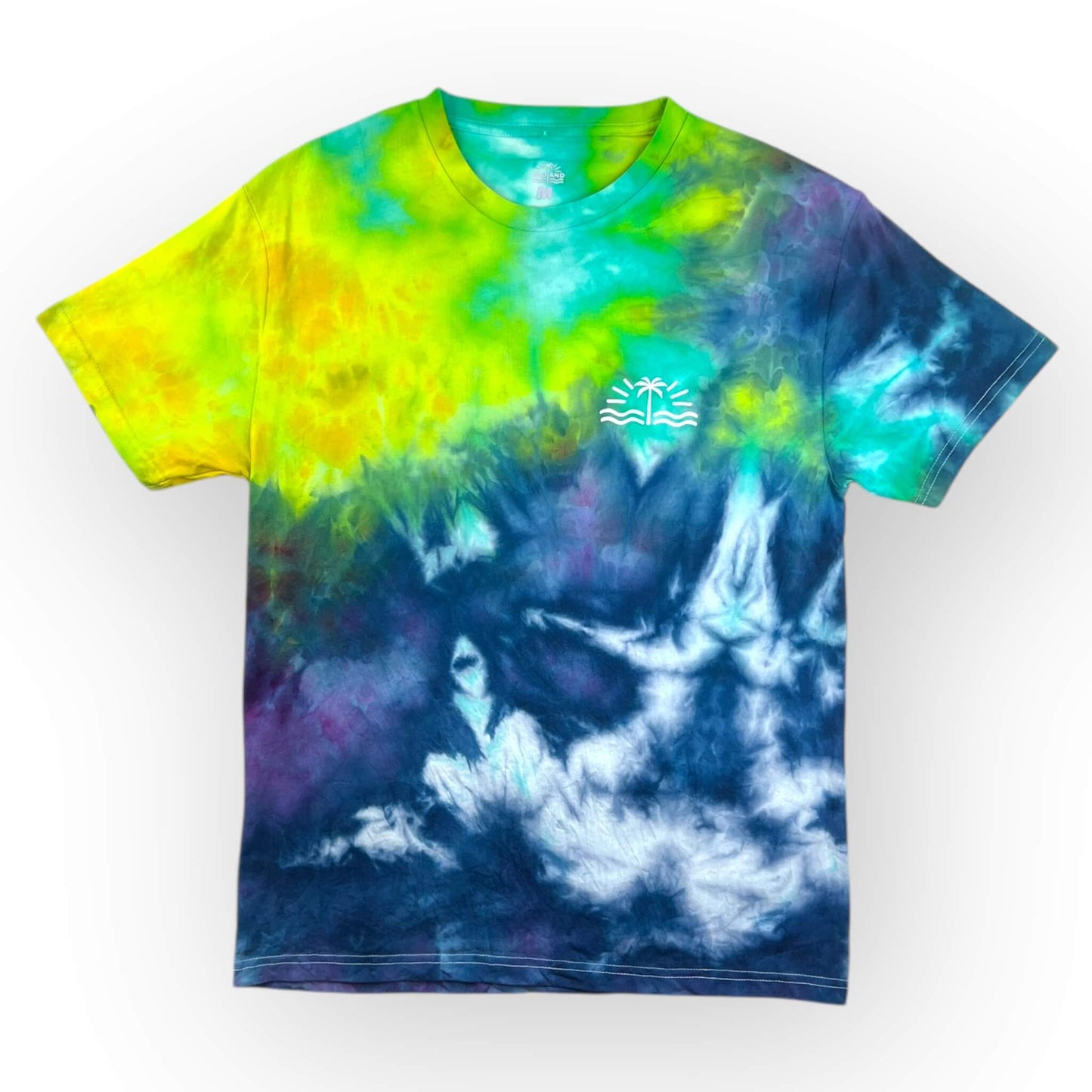 Lime & Blue Tie Dye Tee - Adults Medium