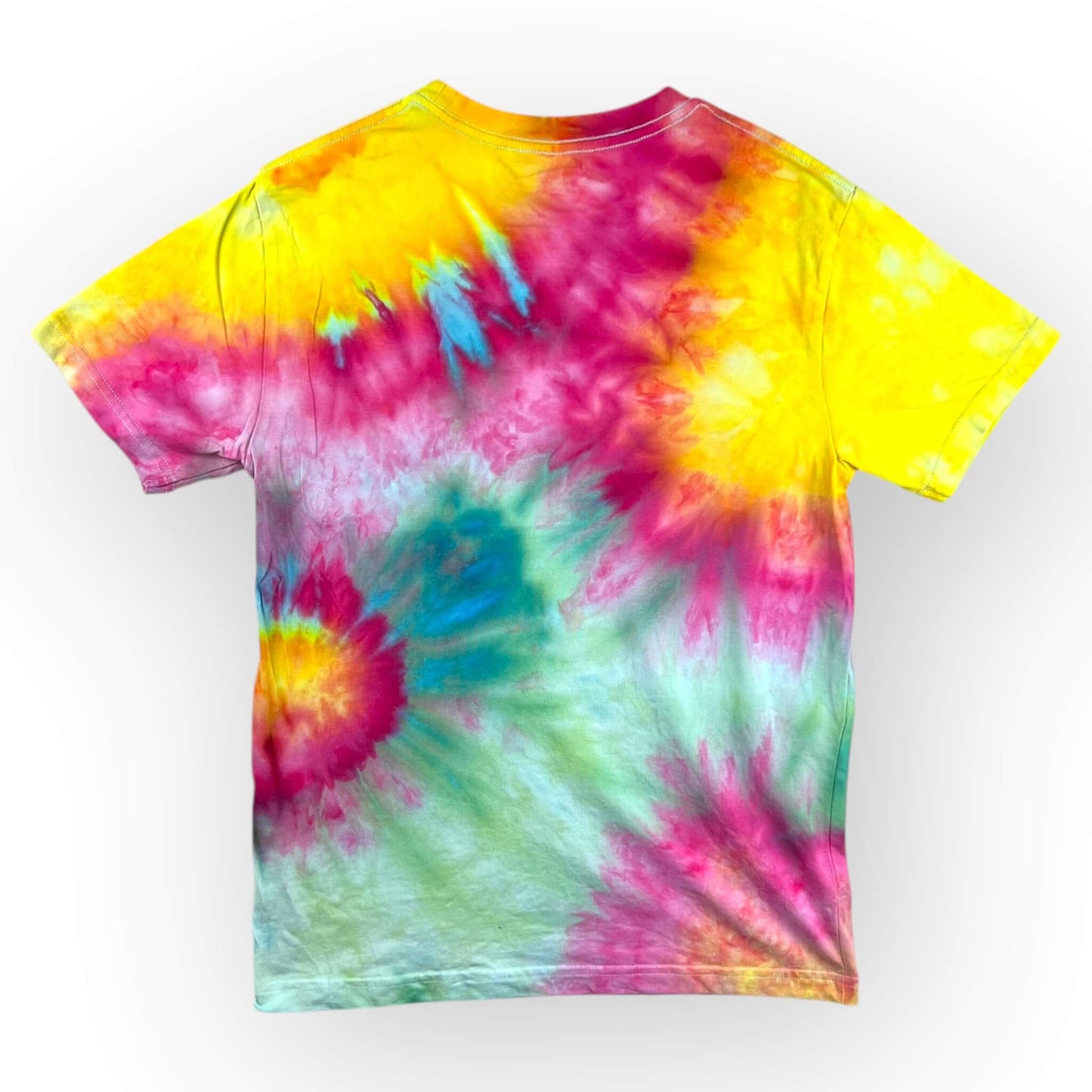 Pinks Yellow Aqua Tie Dye Tee - Adult Small