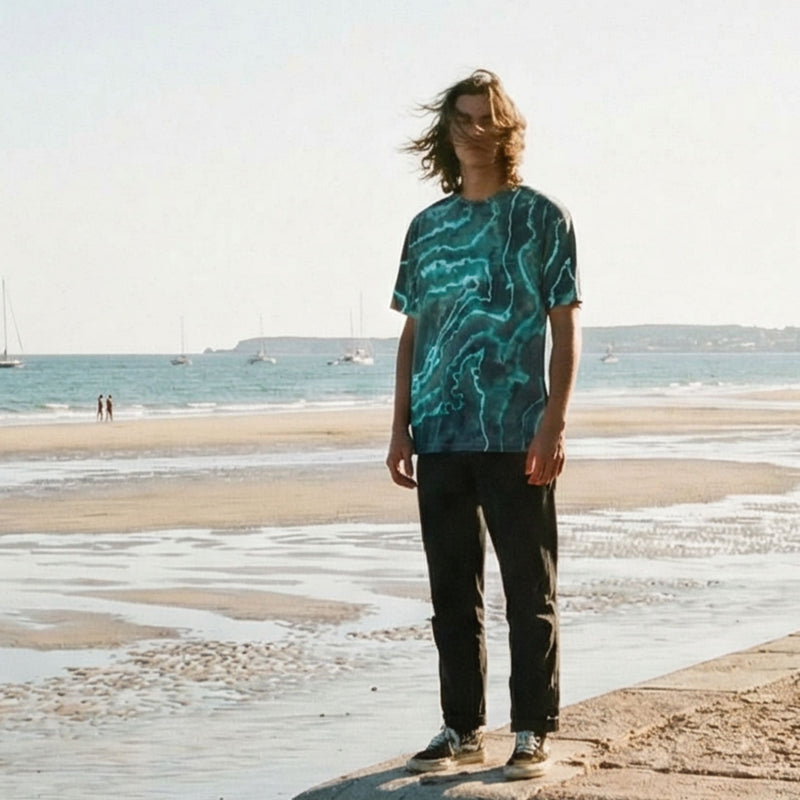 hand dyed MADE to ORDER - Adults Aqua Geode T-Shirt by And And Tie Dye