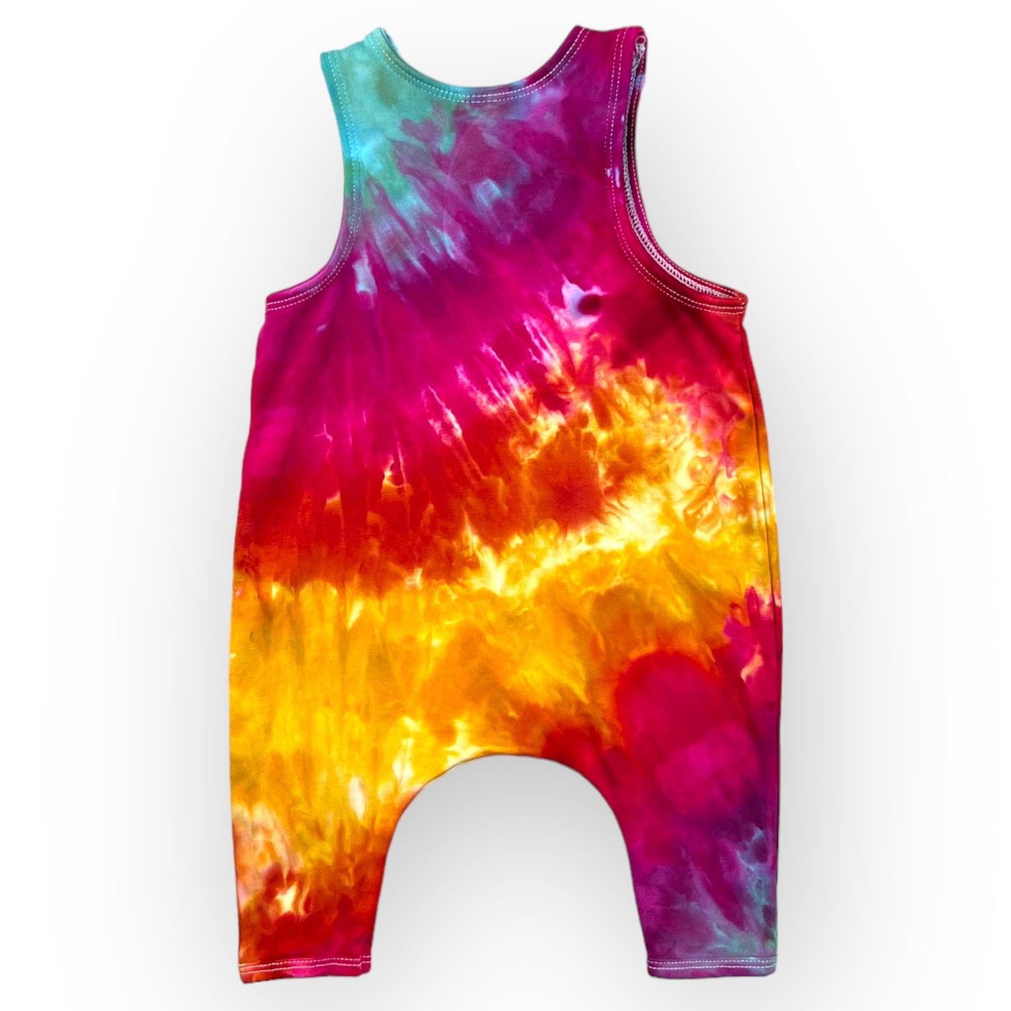 Load image into Gallery viewer, Aqua, Pink &amp;amp; Yellow Slouch Tie Dye Romper Age 0-3 Months
