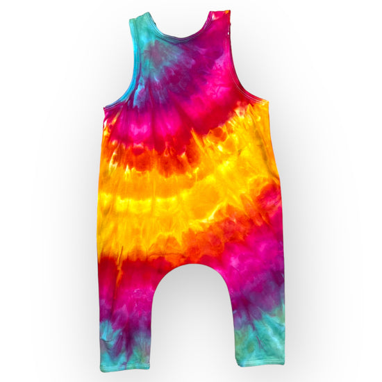 Load image into Gallery viewer, Aqua, Pink &amp;amp; Yellow Tie Dye Slouch Romper Age 6-12 Months
