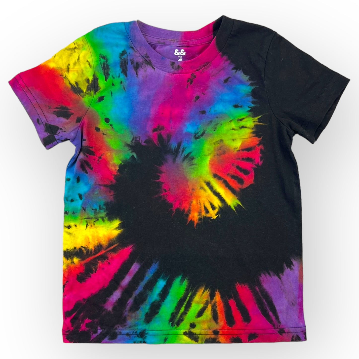 Load image into Gallery viewer, Reverse Rainbow Tie Dye Tee Age 4
