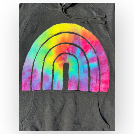 Load image into Gallery viewer, Reverse Rainbow Tie Dye Hoodie - Adult Small
