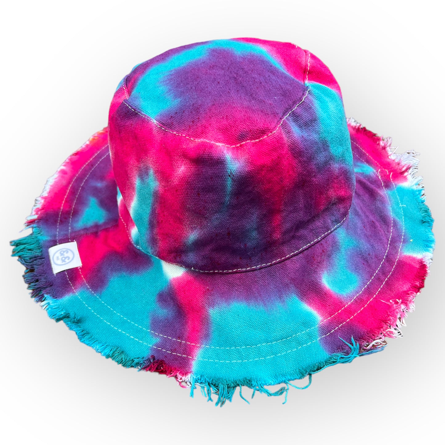 Aqua Pink Tie Dye Summer Hat - Older Child / Adult Size