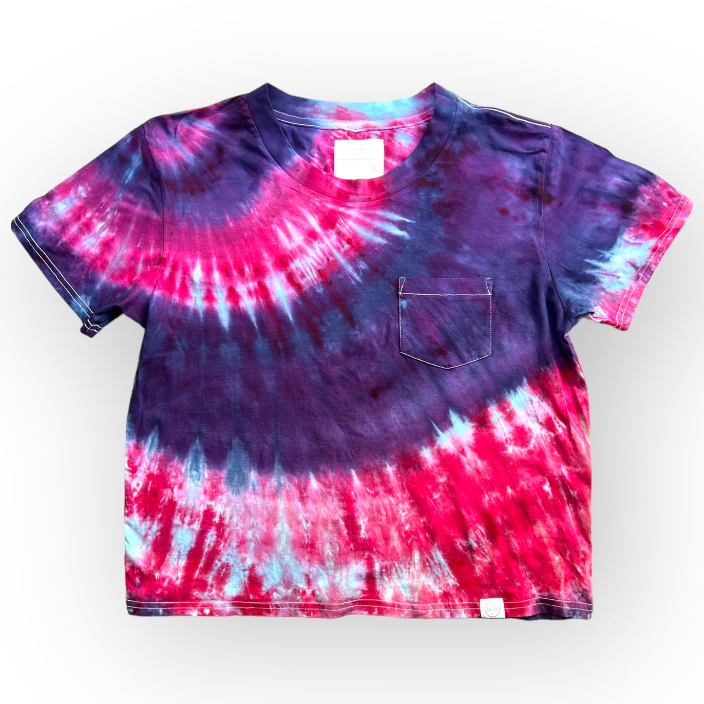 Pink & Blue Tie Dye Tee - Adult Large (Womens Fit)