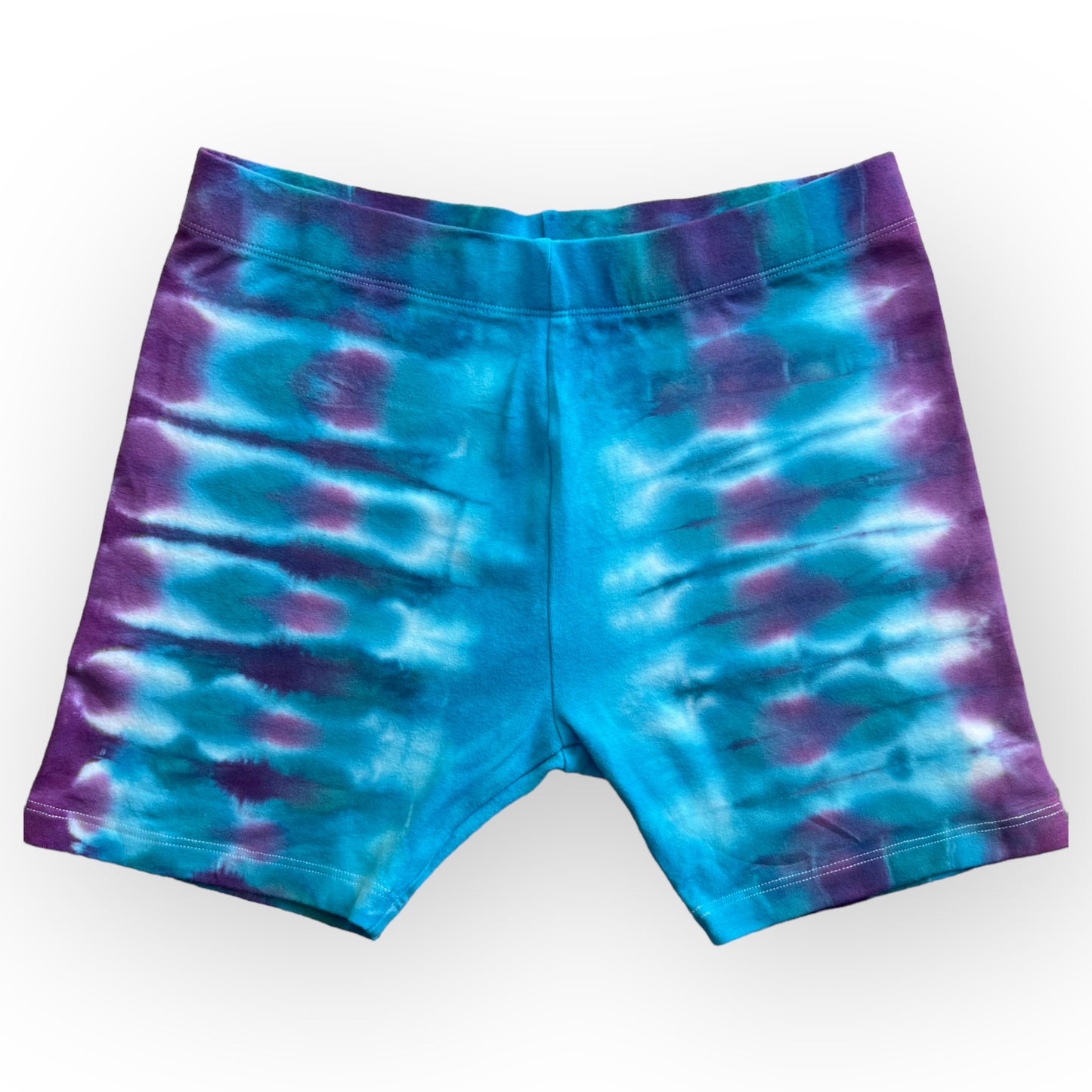 Load image into Gallery viewer, Aqua Purple Tie Dye Bike Shorts Age 12
