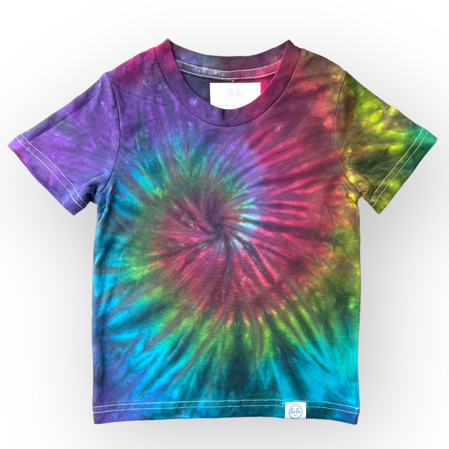 Rainbow Black Tie Dye Tee Age 2