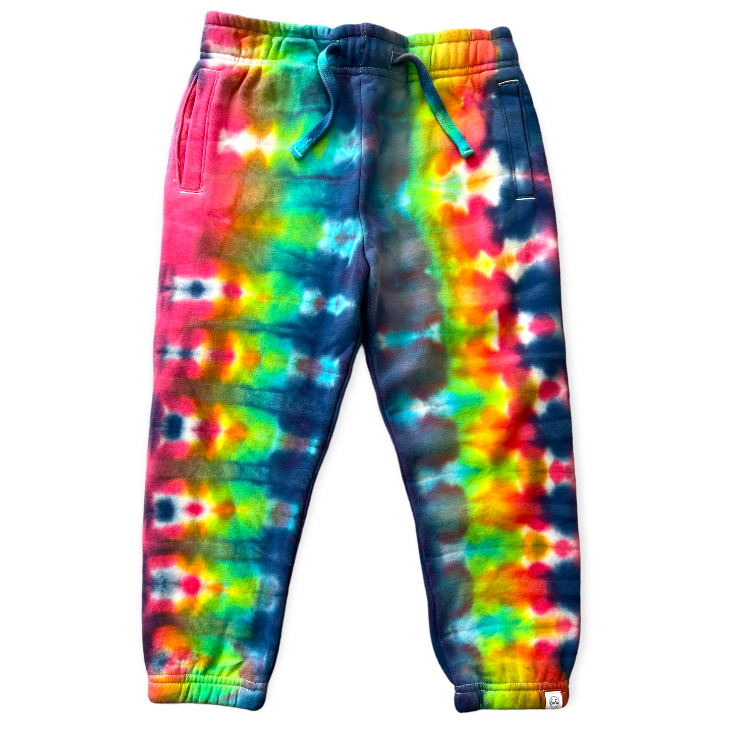 Load image into Gallery viewer, Rainbow Concertina Tie Dye Sweatpants Age 6
