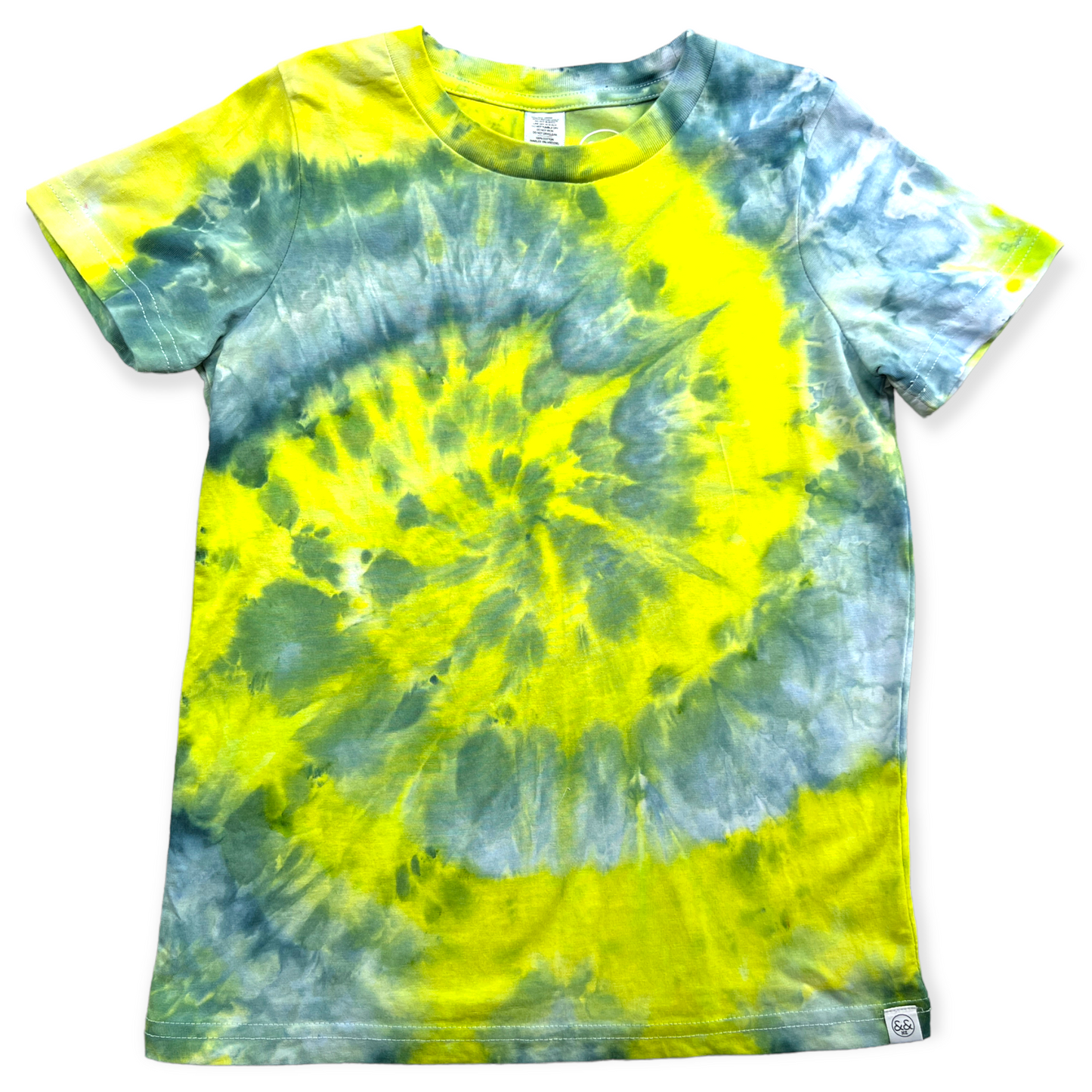 Load image into Gallery viewer, Greens Swirl Tie Dye Tee Age 6
