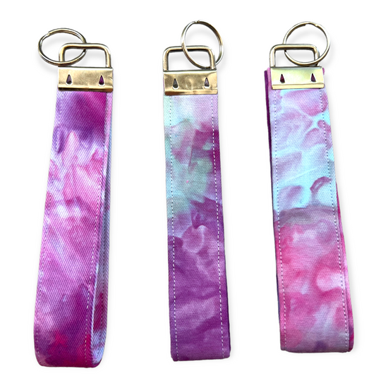 Load image into Gallery viewer, Tie Dye Key Chain / Wristlet - Aqua Purples
