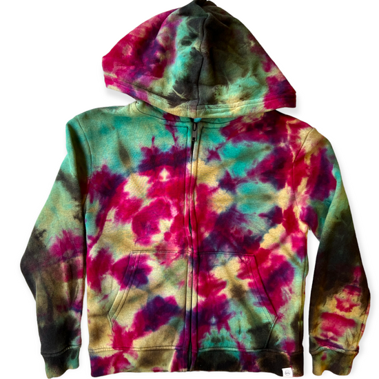 Final Clearance - Reverse Zip Up Tie Dye Hoodie Age 6-8