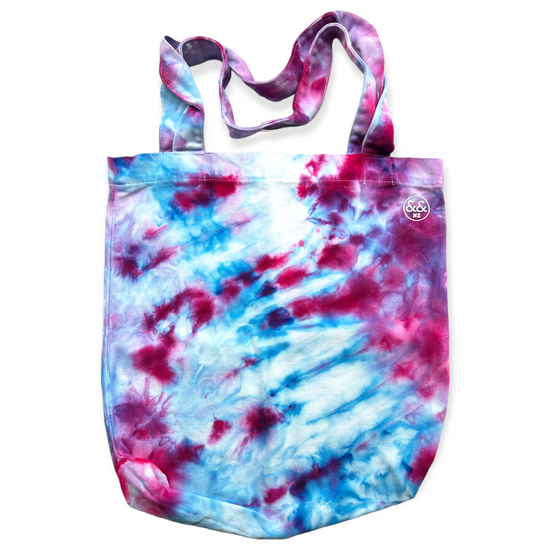 Load image into Gallery viewer, Pinks &amp;amp; Blues Fan Tie Dye Tote Bag
