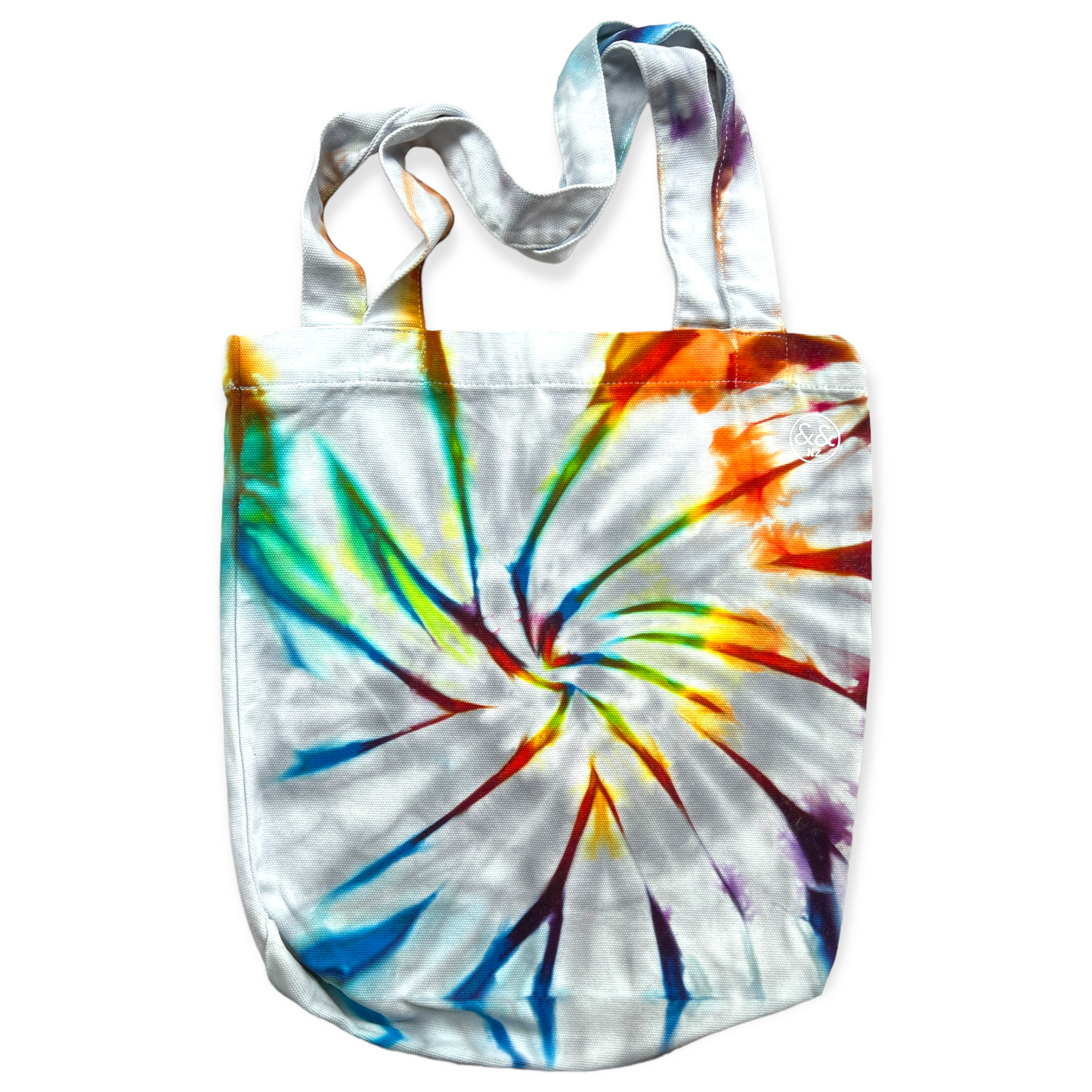 Grey Rainbow Swirl Tie Dye Tote Bag